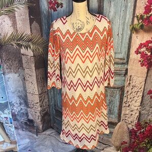 PerSeption Concept multicolor Chevron Dress, size XL ( runs small), excellent